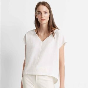 Club Monaco White Ayle V Neck Short Sleeve Top